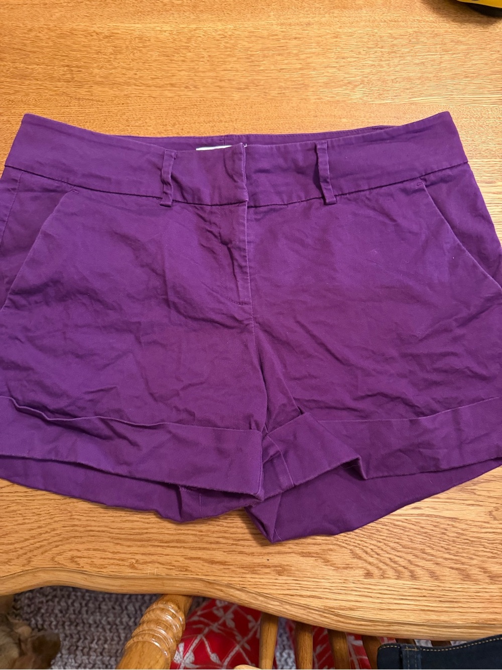 New York & Company Purple High-Rise Chino Shorts